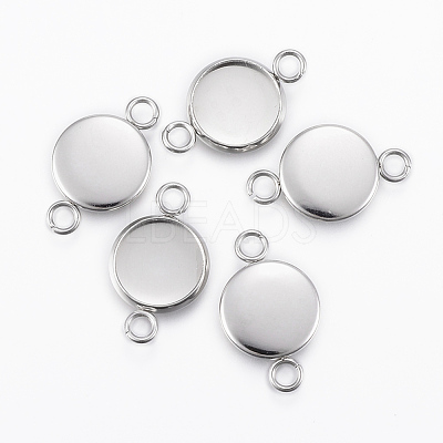 Tarnish Resistant 304 Stainless Steel Cabochon Connector Settings STAS-E146-19P-10mm-1