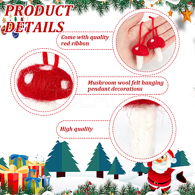 Mushroom Wool Felt Hanging Pendant Decorations AJEW-WH0326-99-1