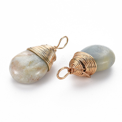 Natural Flower Amazonite Pendants G-S359-294E-1