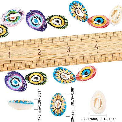 Printed Natural Cowrie Shell Beads SSHEL-NB0001-07-1