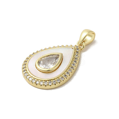 Brass Micro Pave Clear Cubic Zirconia Pendants KK-I708-02A-G-1