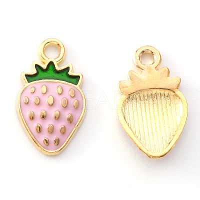 Light Gold Plated Alloy Enamel Pendants X-ENAM-R136-20A-1