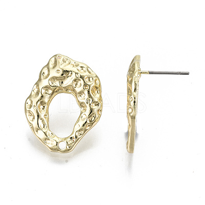 Rack Plating Hammered Alloy Stud Earring Findings PALLOY-N155-65-NR-1