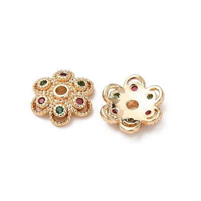Brass Cubic Zirconia Bead Caps ZIRC-L105-03B-G-1