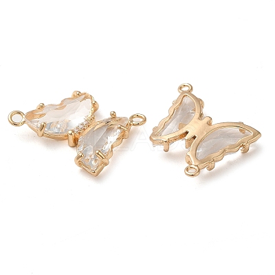 Brass Pave Faceted Glass Connector Charms FIND-Z020-04R-1