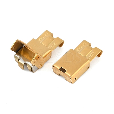 Ion Plating(IP) 201 Stainless Steel Watch Band Clasps STAS-C006-1-02G-1