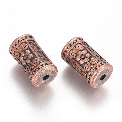 Tibetan Style Alloy Flower Pattern Column Beads X-TIBEB-7424-R-NR-1