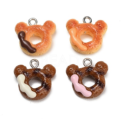 Opaque Resin Imitation Donut Pendants RE-CBAF169-06B-1