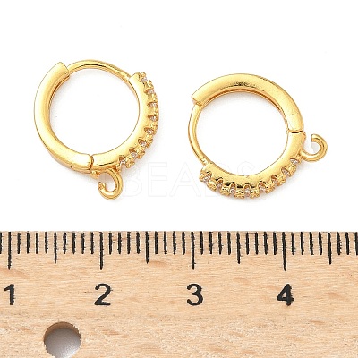 Brass Micro Pave Clear Cubic Zirconia Hoop Earring Findings KK-H532-14B-G-1