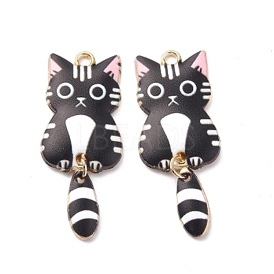 Light Gold Rack Plating Alloy Enamel Pendants X-ENAM-G210-01LG-06-1