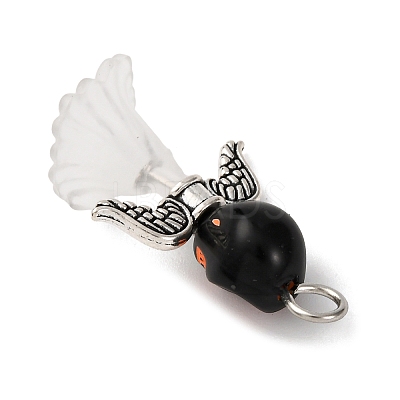 Opaque Black Acrylic Pendants PALLOY-JF04413-1