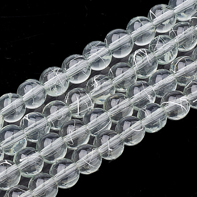 Drawbench Transparent Glass Round Beads Strands X-GLAD-Q012-8mm-04-1