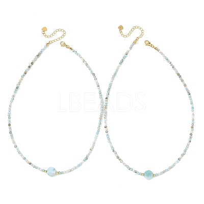Natural Larimar Beaded Necklaces NJEW-JN06655-1