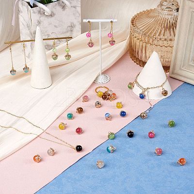 10Pcs Gemstone Charm Pendant Crystal Quartz Healing Natural Stone Pendants Buckle for Jewelry Necklace Earring Making Cra JX599C-1