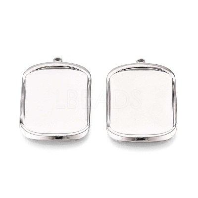 304 Stainless Steel Pendant Cabochon Settings STAS-T067-15P-1