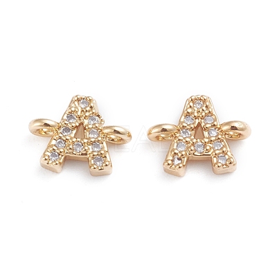 Brass Micro Pave Cubic Zirconia Letter Links ZIRC-I042-16G-A-1