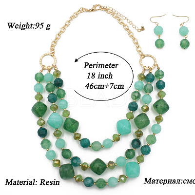 Alloy & Resin Beaded Multilayer Necklaces & Dangle Earrings Sets FS-WGF1004-01-1