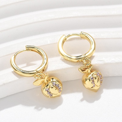 Brass Cubic Zirconia Hoop Earrings EJEW-Q015-01G-C-1