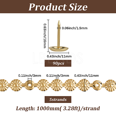 5Bags Flower Iron Decoration Strip FIND-GF0008-41A-G-1