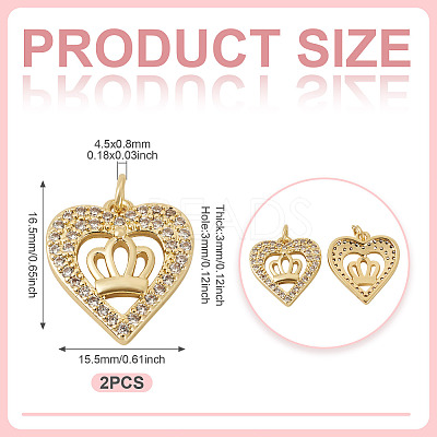 2Pcs Brass Micro Pave Cubic Zirconia Pendants KK-TA0002-78B-G-1
