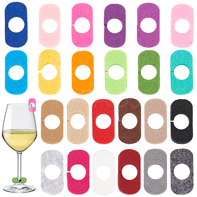 24Pcs 24 Colors Felt Wine Glass Charms AJEW-BC0004-20-1
