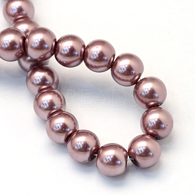 Baking Paint Pearlized Glass Pearl Round Bead Strands X-HY-Q003-4mm-58-1