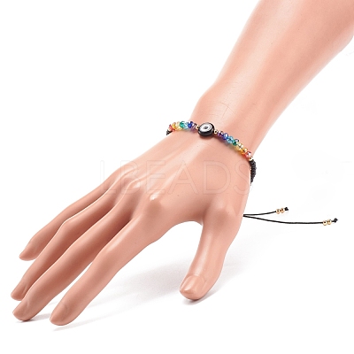 Lampwork Evil Eye & Glass Beaded Bracelet BJEW-JB08367-04-1