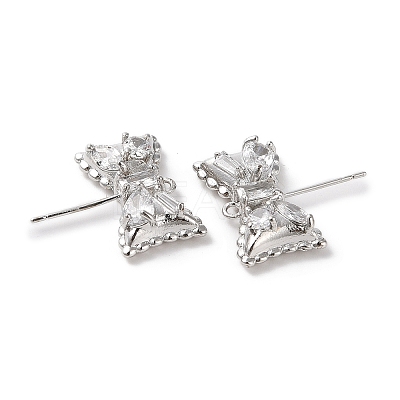 Brass with Clear Cubic Zirconia Stud Earring Findings KK-G491-56P-1