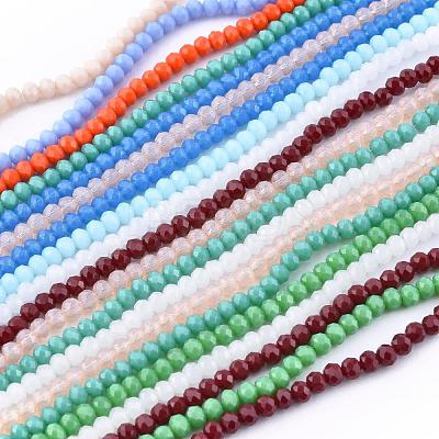 Faceted Rondelle Glass Beads Strands GLAA-I033-4mm-M-1