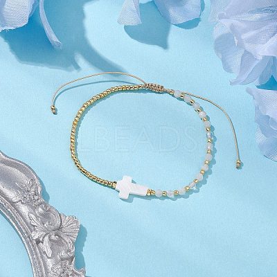 3mm Round Faceted Natural Rainbow Moonstone & Seed Beads Braided Bead Bracelets BJEW-JB10594-04-1