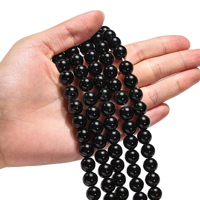 Synthetic Black Stone Beads Strands G-G088-10mm-1