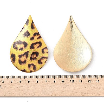 Leopard Print Alloy Dangle Stud Earrings LS-EJEW-K304-01E-G-1