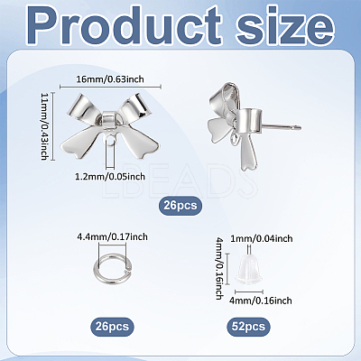 26Pcs Bowknot Brass Earring Findings DIY-ME0001-09P-1