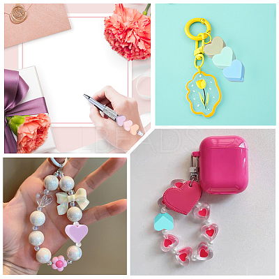 100Pcs 10 Colors Heart Food Grade Silicone Beads SIL-PA0001-09B-1