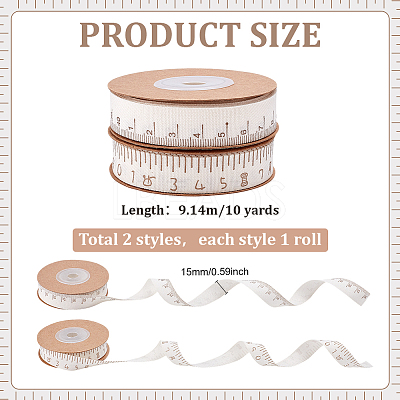 2 Rolls 2 Colors Cotton Rulers OCOR-PH0006-56-1