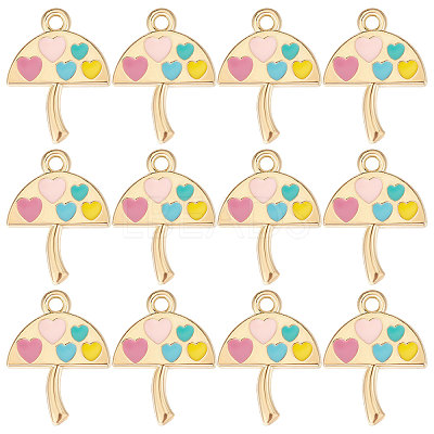 30Pcs Umbrella with Heart Alloy Enamel Pendants ENAM-SC0002-98-1