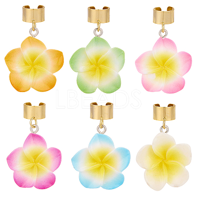 12Pcs 6 Colors Flower Resin Stethoscope Pendant Decorations HJEW-SP0001-55-1