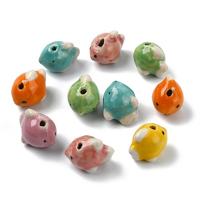 12Pcs 6 Colors Handmade Printed Porcelain Beads PORC-CJ0001-35-1