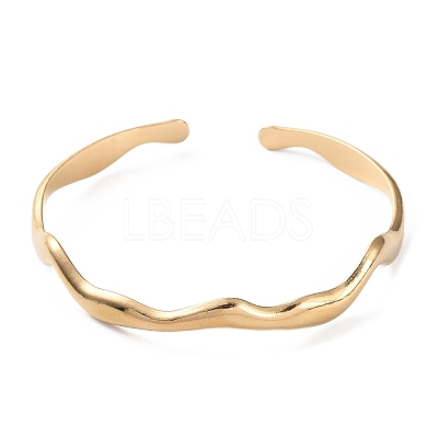 304 Stainless Steel Twist Wave Cuff Bangles BJEW-F457-20G-1