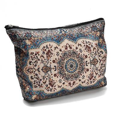 Bohemian Flower Printed Linen Storage Zipper Clutch Bags ABAG-Z002-03B-1