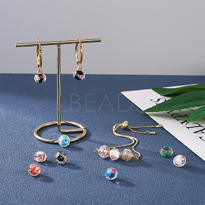 40Pcs 8 Colors Handmade Gold Sand Lampwork Beads Strands LAMP-YS0001-01-1