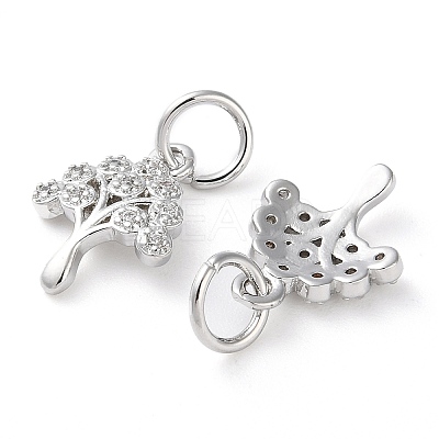 Rack Plating Brass Micro Pave Clear Cubic Zirconia Charms KK-D097-05P-1