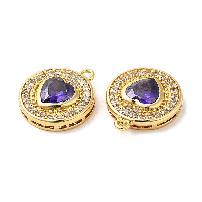 Brass Micro Pave Cubic Zirconia and Glass Pendants KK-Q772-11G-1
