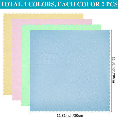 8Pcs 4 Colors Microfiber Musical Instrument Pipe Cleaning Cloth AJEW-CN0004-28-1