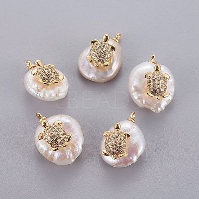 Natural Cultured Freshwater Pearl Pendants PEAR-J004-30G-1