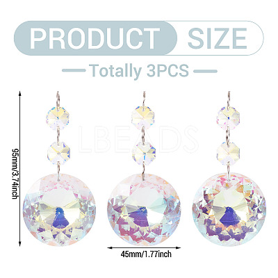 3Pcs Round Glass Suncatchers for Outdoor Garden Hanging Decoration HJEW-TADJ0001-02-1