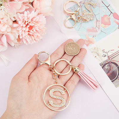 2Pcs 2 Style Flash Rhinestone Letter.S Pendant Keychain KEYC-DC0001-04-1