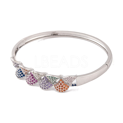Brass Pave Colorful Cubic Zirconia Hinged Bangles for Women BJEW-S147-32P-C-1