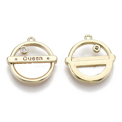 Brass Micro Pave Cubic Clear Zirconia Pendants KK-N232-87-NF-1