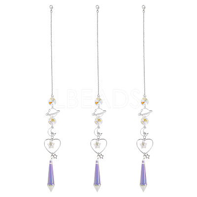 3Pcs Alloy Planet Moon Hanging Ornaments HJEW-TA00367-1